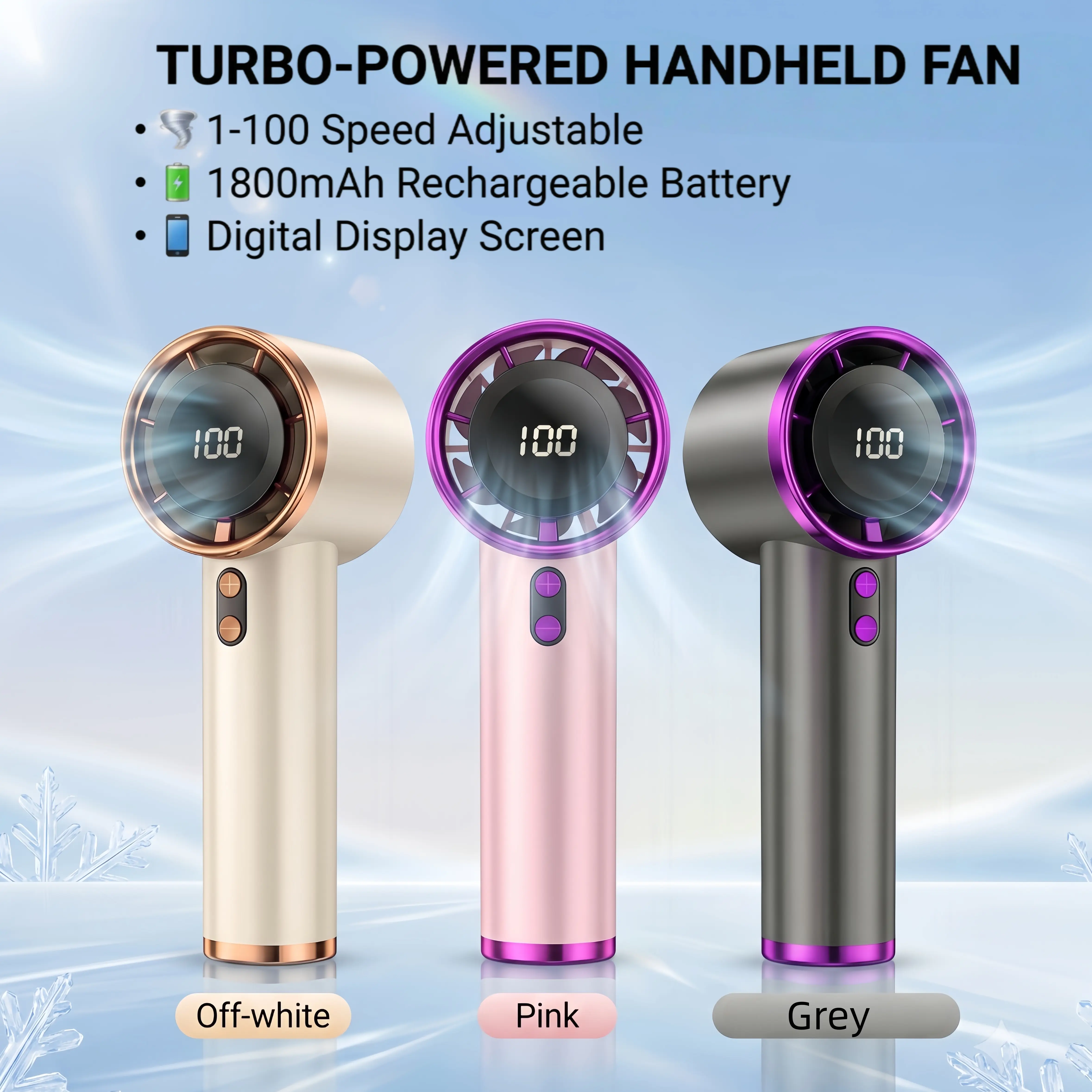 YITUMU Portable Digital Display Handheld Fan
